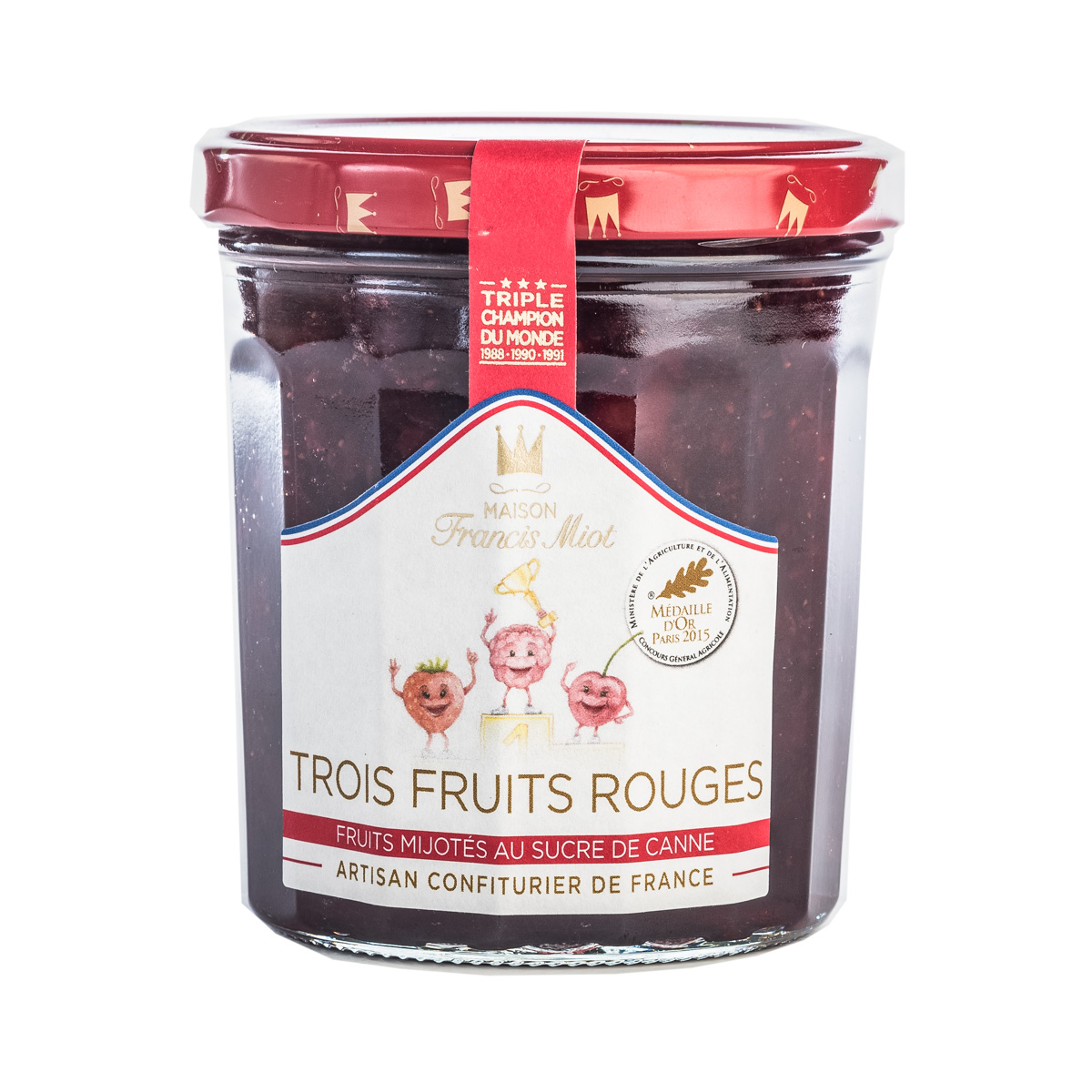 Confiture 3 Fruits Rouges sucre de canne220grs